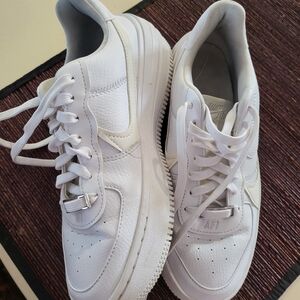 Nike Air Force 1 All-White Leather Sneakers